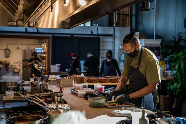 Chef Gregory Gourdet working in Kann_s kitchen- Sydnie Edelman