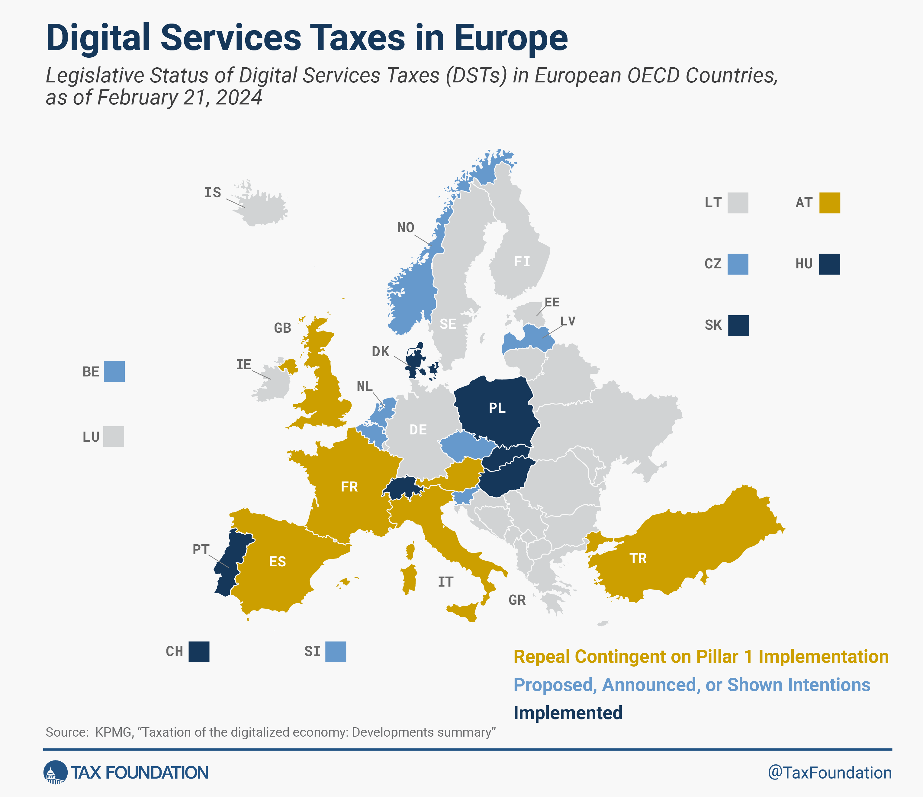 Digital services taxes by country in Europe DST and digital tax policy trends